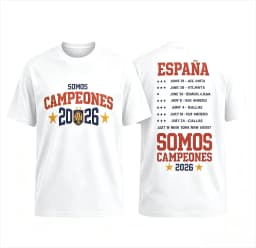 Spain National Football Team 2026 Champion Commemorative T-shirt Men Vintage Letter Print Casual Short Sleeve Tee Sports Fans