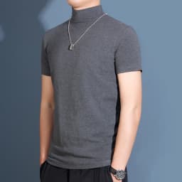 1pcs Thin New Men Half High Collar T shirts Short-sleeve Tee Fitness Joggers Bodybuilding Quick Dry tshirt Male Gym Clothes Tops