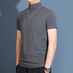 1pcs Thin New Men Half High Collar T shirts Short-sleeve Tee Fitness Joggers Bodybuilding Quick Dry tshirt Male Gym Clothes Tops