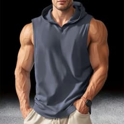 2025 Summer Men's Basketball Running Training Hooded Sleeveless Fitness Top Fashionable Loose Quick drying Sports Tank Top