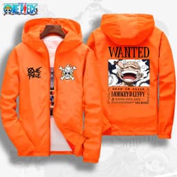 One Piece 2026 Luffy Wanted Poster Anime Print Autumn Jacket, Unisex Windproof Sportswear, Fashionable Outdoor Cycling Clothing