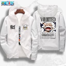 One Piece 2026 Luffy Wanted Poster Anime Print Autumn Jacket, Unisex Windproof Sportswear, Fashionable Outdoor Cycling Clothing