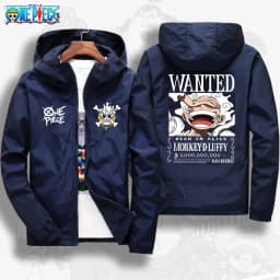 One Piece 2026 Luffy Wanted Poster Anime Print Autumn Jacket, Unisex Windproof Sportswear, Fashionable Outdoor Cycling Clothing