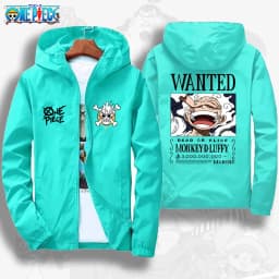 One Piece 2026 Luffy Wanted Poster Anime Print Autumn Jacket, Unisex Windproof Sportswear, Fashionable Outdoor Cycling Clothing