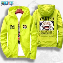 One Piece 2026 Luffy Wanted Poster Anime Print Autumn Jacket, Unisex Windproof Sportswear, Fashionable Outdoor Cycling Clothing