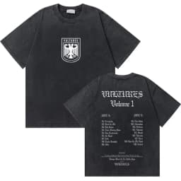 Washed Vintage Rapper Kanye West Graduation Bear Graphic T Shirt Men Pure Cotton T-shirt Men's Hip Hop Fashion Oversized Tshirt