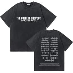 Washed Vintage Rapper Kanye West Graduation Bear Graphic T Shirt Men Pure Cotton T-shirt Men's Hip Hop Fashion Oversized Tshirt
