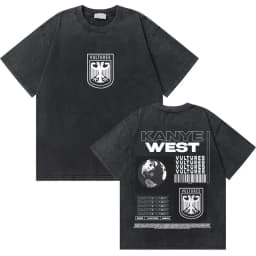 Washed Vintage Rapper Kanye West Graduation Bear Graphic T Shirt Men Pure Cotton T-shirt Men's Hip Hop Fashion Oversized Tshirt
