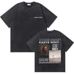 Washed Vintage Rapper Kanye West Graduation Bear Graphic T Shirt Men Pure Cotton T-shirt Men's Hip Hop Fashion Oversized Tshirt
