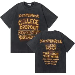 Washed Vintage Rapper Kanye West Graduation Bear Graphic T Shirt Men Pure Cotton T-shirt Men's Hip Hop Fashion Oversized Tshirt