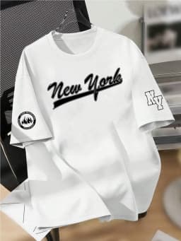 New men's summer design letter print soft and breathable round neck T-shirt summer outdoor street quick drying top