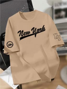 New men's summer design letter print soft and breathable round neck T-shirt summer outdoor street quick drying top