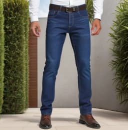 Men's Slim-Fit High-Waisted Polyester Denim Jeans