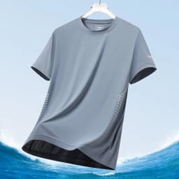 Men's Silk Ice Round Collar T-shirt, Simple Running Fitness Suit, Breathable Thin T-shirt, Quick Dry T-shirt, Summer