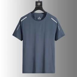 Men's Silk Ice Round Collar T-shirt, Simple Running Fitness Suit, Breathable Thin T-shirt, Quick Dry T-shirt, Summer