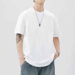 Men T Shirt New Summer Tops Solid Color Commute Classics Blank Tshirts Foundation Round Collar Short-Sleeve White Top Tees