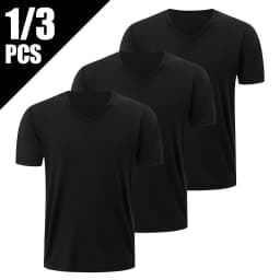 1/2/3 Piece Men's Solid Color Four Season Short Sleeved V-neck Sports And Comfortable Plus Size Youth Casual Base T-shirt