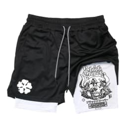 Summer New Black Five-leaf Clover Printed Men's and Women's Shorts Double-layer Loose Sports and Casual Pants for Beach Fitness