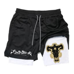 Summer New Black Five-leaf Clover Printed Men's and Women's Shorts Double-layer Loose Sports and Casual Pants for Beach Fitness