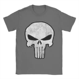 Comic Skull Punisher T-Shirt Unisex 100%Cotton Tops Novelty Skeleton Crewneck Short Sleeve