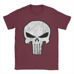 Comic Skull Punisher T-Shirt Unisex 100%Cotton Tops Novelty Skeleton Crewneck Short Sleeve