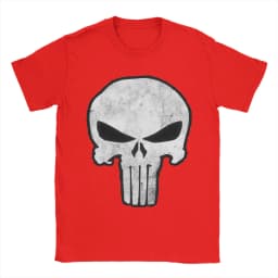 Comic Skull Punisher T-Shirt Unisex 100%Cotton Tops Novelty Skeleton Crewneck Short Sleeve