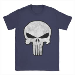 Comic Skull Punisher T-Shirt Unisex 100%Cotton Tops Novelty Skeleton Crewneck Short Sleeve
