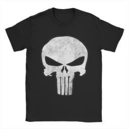 Comic Skull Punisher T-Shirt Unisex 100%Cotton Tops Novelty Skeleton Crewneck Short Sleeve