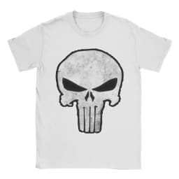 Comic Skull Punisher T-Shirt Unisex 100%Cotton Tops Novelty Skeleton Crewneck Short Sleeve
