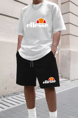 2026 Summer New Men Casual Crew Neck Short Sleeve T-Shirt Shorts 2 Piece Set Simple Style Outdoor Fashion Sport Outfit