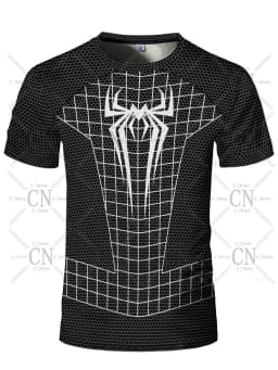 Spider Graphic Printed Short Sleeved Outdoor Fitness Training Top Round Neck Quick Drying Sports Tee Summer Men'S T-Shirt