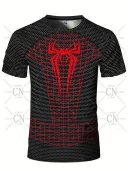 Spider Graphic Printed Short Sleeved Outdoor Fitness Training Top Round Neck Quick Drying Sports Tee Summer Men'S T-Shirt