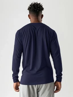 5-piece men's solid color round neck long sleeved T-shirt, versatile design, comfortable and fashionable