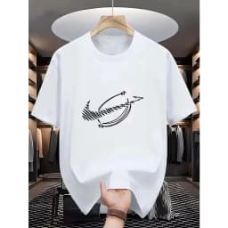 2026 men's casual T-shirt loose and soft round neck short sleeved T-shirt spring and summer line printed men's T-shirt