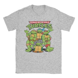 Fashion Ninja Turtles Classic Retro Logo T-Shirts Men Round Collar 100% Cotton T Shirts Short Sleeve Tees Plus Size Clothes