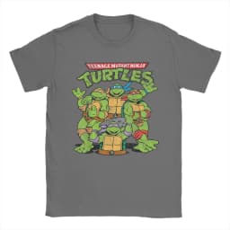 Fashion Ninja Turtles Classic Retro Logo T-Shirts Men Round Collar 100% Cotton T Shirts Short Sleeve Tees Plus Size Clothes