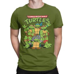 Fashion Ninja Turtles Classic Retro Logo T-Shirts Men Round Collar 100% Cotton T Shirts Short Sleeve Tees Plus Size Clothes