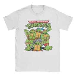 Fashion Ninja Turtles Classic Retro Logo T-Shirts Men Round Collar 100% Cotton T Shirts Short Sleeve Tees Plus Size Clothes
