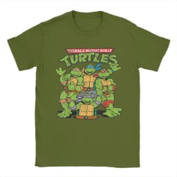Fashion Ninja Turtles Classic Retro Logo T-Shirts Men Round Collar 100% Cotton T Shirts Short Sleeve Tees Plus Size Clothes