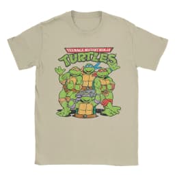 Fashion Ninja Turtles Classic Retro Logo T-Shirts Men Round Collar 100% Cotton T Shirts Short Sleeve Tees Plus Size Clothes