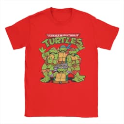 Fashion Ninja Turtles Classic Retro Logo T-Shirts Men Round Collar 100% Cotton T Shirts Short Sleeve Tees Plus Size Clothes