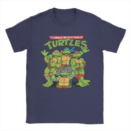 Fashion Ninja Turtles Classic Retro Logo T-Shirts Men Round Collar 100% Cotton T Shirts Short Sleeve Tees Plus Size Clothes