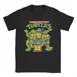 Fashion Ninja Turtles Classic Retro Logo T-Shirts Men Round Collar 100% Cotton T Shirts Short Sleeve Tees Plus Size Clothes