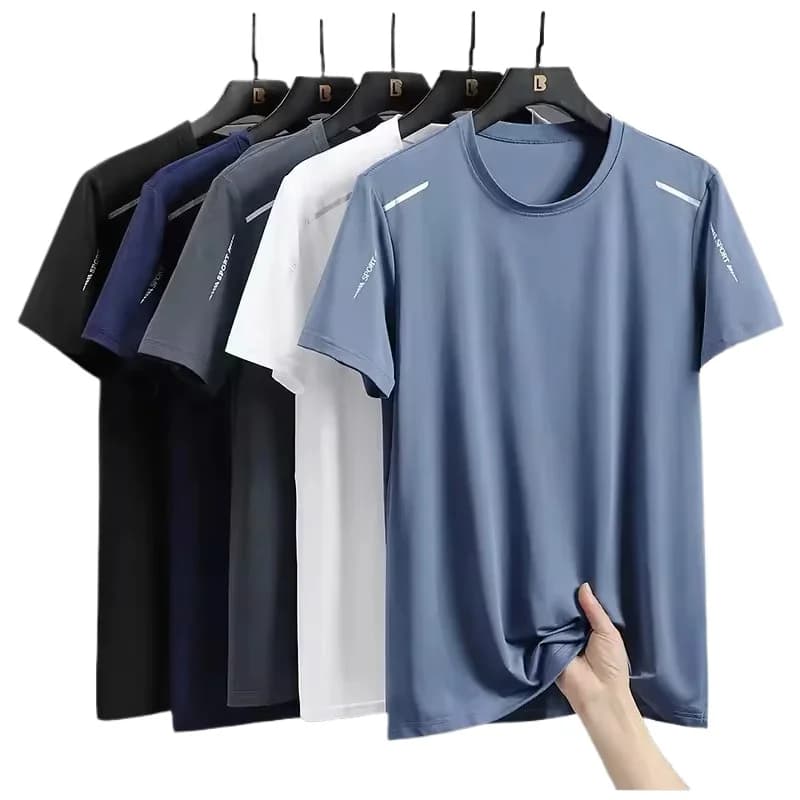 Ice Silk Running Shirts Men Loose Printing Short Sleeve Top Basketball Gym Sportswear For Male Fitness Workout Quick Dry Tee