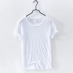 Mens Retro Raw Edge T-Shirt 100% Cotton Lightweight Breathable Slim-fit Monochromatic O-Neck Casual Basic Top Tees