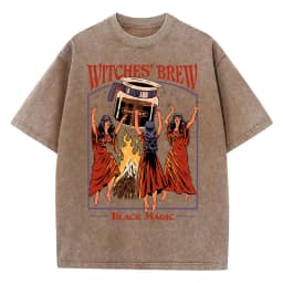 Witches Brew Coffee Black Magic Washed Retro Snow Mens T Shirt Summer Clothes Casual Tee Clothes T-Shirt Cotton Breathable Tops
