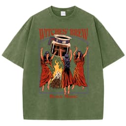 Witches Brew Coffee Black Magic Washed Retro Snow Mens T Shirt Summer Clothes Casual Tee Clothes T-Shirt Cotton Breathable Tops