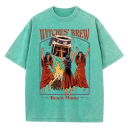 Witches Brew Coffee Black Magic Washed Retro Snow Mens T Shirt Summer Clothes Casual Tee Clothes T-Shirt Cotton Breathable Tops