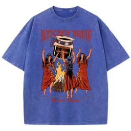 Witches Brew Coffee Black Magic Washed Retro Snow Mens T Shirt Summer Clothes Casual Tee Clothes T-Shirt Cotton Breathable Tops