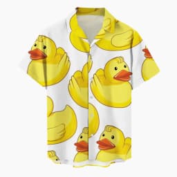 2025 New Men's Shirt Little Yellow Duck 3D Printed Funny Hawaiian Beach Tops Short Sleeve Casual Fashion Blouse Social Shirt